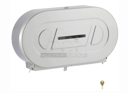 NEVER USED! Bobrick B-2892 Commercial Toilet Paper Dispenser, Surface-Mounted, Stainless Steel w/ Satin Finish. 20-13/16" W, 11-3/8" H, 5-5/16" D