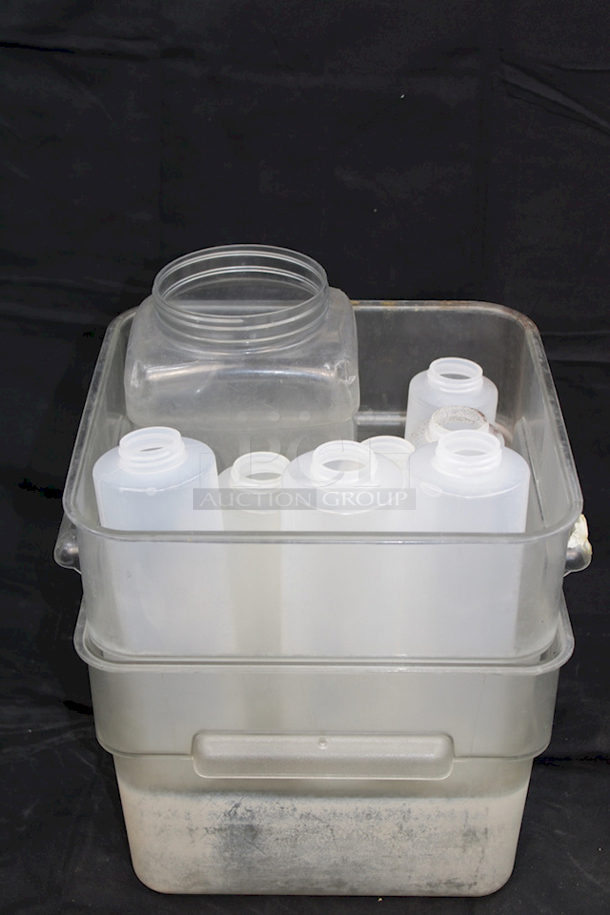 ALL-FOR-1!! (2) Cambro 12qt Ingredient Bins, (7) Squeeze Bottles and Squeeze Bottle Caps.  - Image 3 of 3