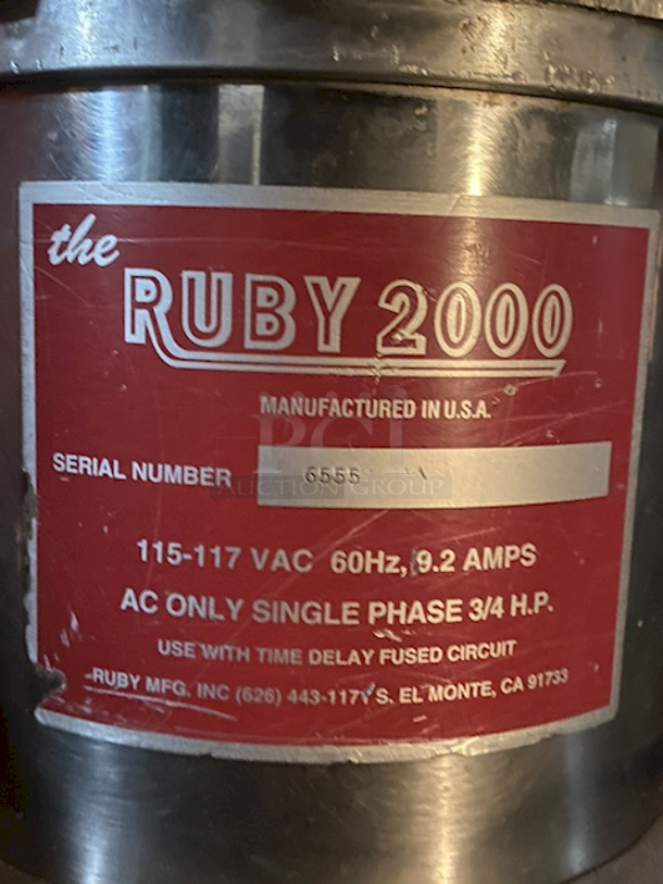 SWEET! RUBY MFG 2000 JUICE EXTRACTOR, 18”W x 13”D x 20"H, 110 Voltage. Working Perfect When Used Last. - Image 2 of 5
