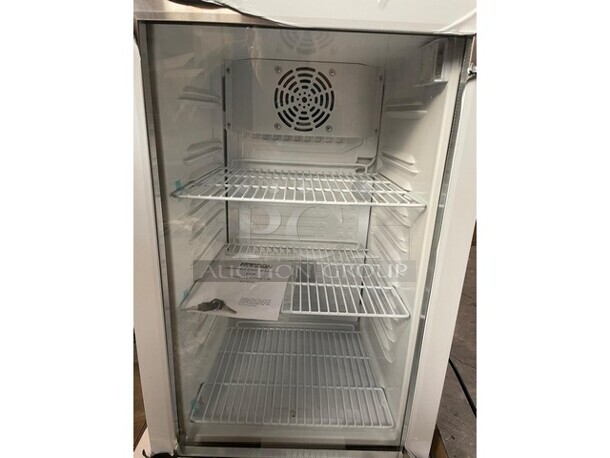 NEW In Box! Nordon Commercial Countertop Single Glass Door Mini Cooler/ Merchandiser! With Customizable Lamp Box! With Poly Coated Racks! 110/120V! Model: SC80B! - Image 7 of 8