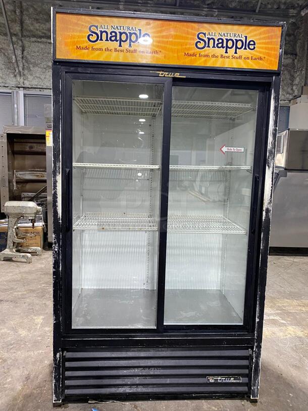 True GDM-37-HC-LD 43 1/2" Black Refrigerated Sliding Glass Door Merchandiser with LED Lighting
 - Image 1 of 5