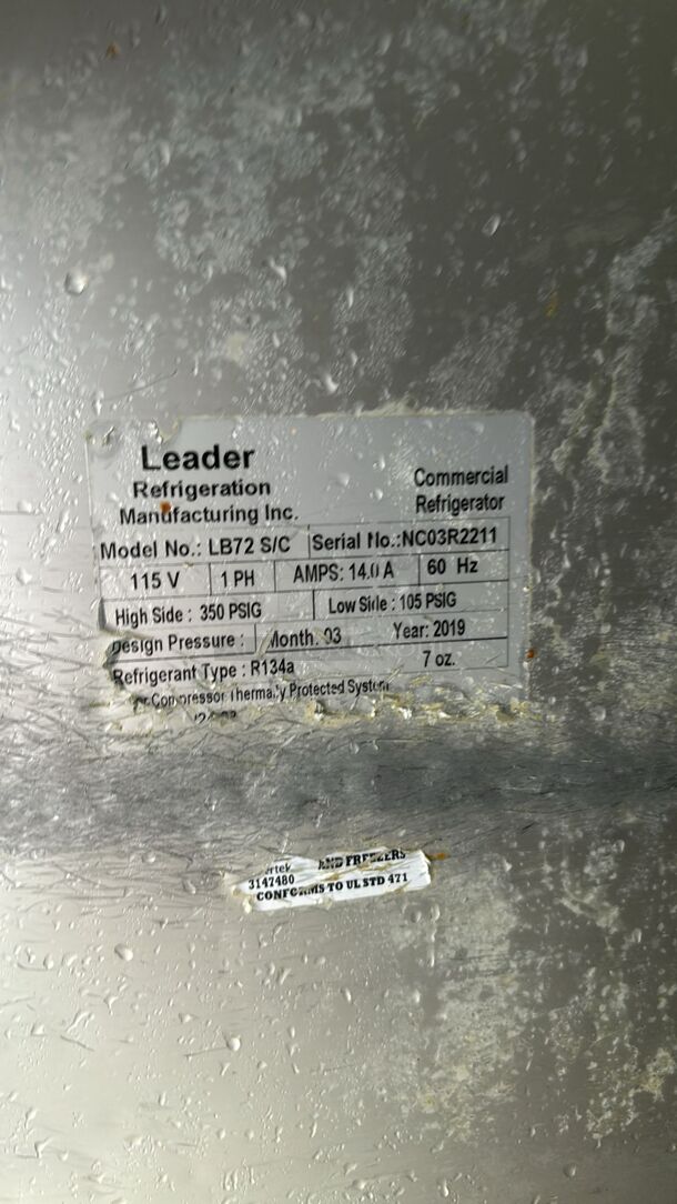 Leader LB72 - 72" Low Boy Under Counter Refrigerator
 - Image 6 of 6