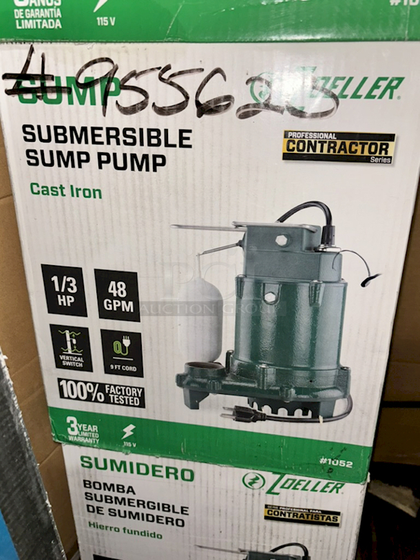 ZOELLER Submersible Sump Pump
Cast Iron - Professional Contractor Series, 1/3 Hp, 48 GPM, 115 Volt