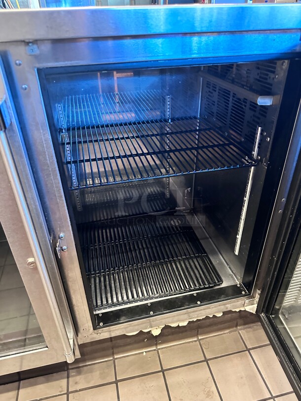 Late Model Perlick BBS84-RMT 84 inch Back Bar Refrigerator - 3 Swinging Doors, Two Galss and One Stainless, 120v Tested and Working - Image 8 of 9