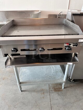 Nice Rooster Kitchen 36 inch Gas Griddle w/ Manual Controls - 1 inch Steel Plate, Natural Gas