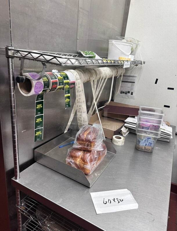 Commercial Stainless Steel Labeling Table With Wheels and Over Shelf - Image 8 of 8