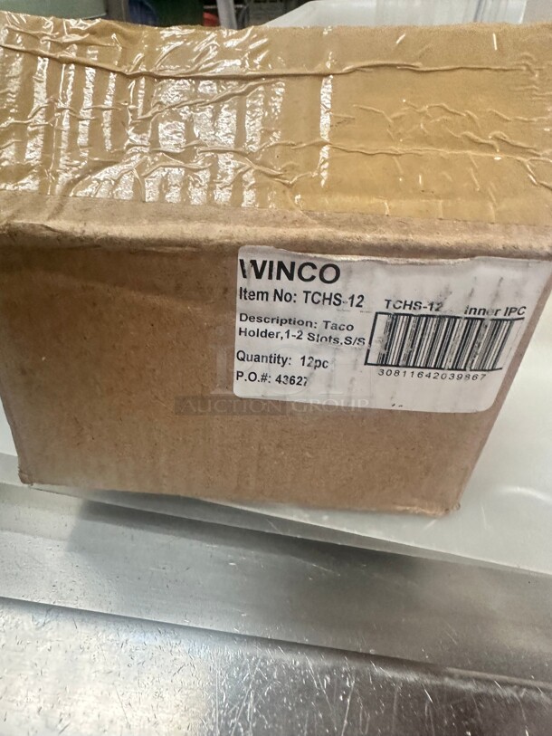 New Winco TCHS-12 Taco Holder - Holds 1 to 2 Tacos, Solid, Stainless Steel - Image 3 of 5