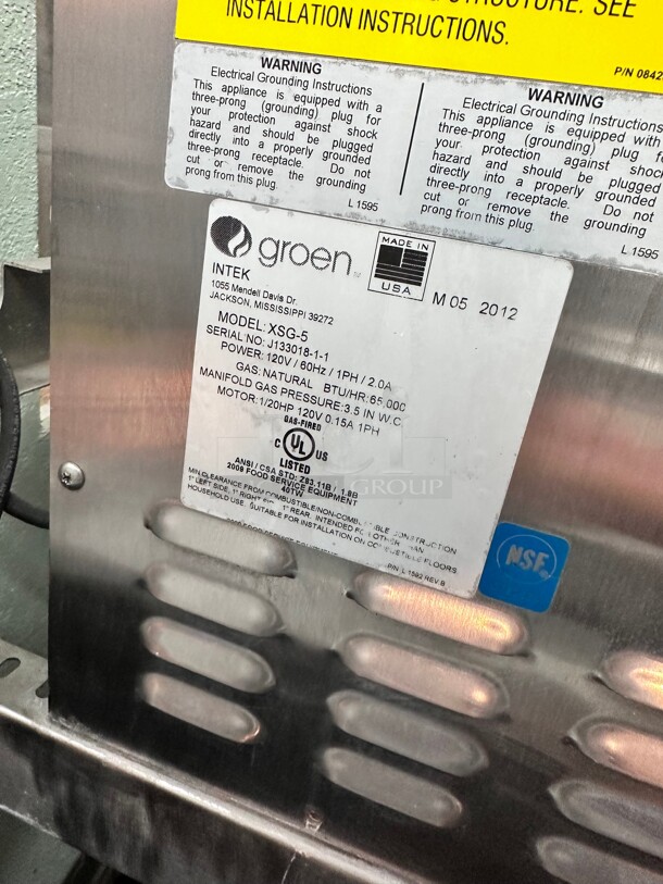 Refurbished Groen Intek Gas Steamer - Model XSG5 Working  - Image 7 of 8