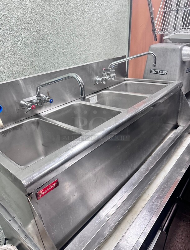 Prestige 48 Inch Commercial Stainless Steel Three Compartment Bar Sink - Image 4 of 5