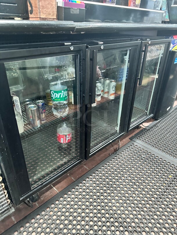 True TBB-24GAL-72G-HC-LD 71 7/8" Bar Refrigerator - 3 Swinging Glass Doors, Black, 115v Working - Image 3 of 10