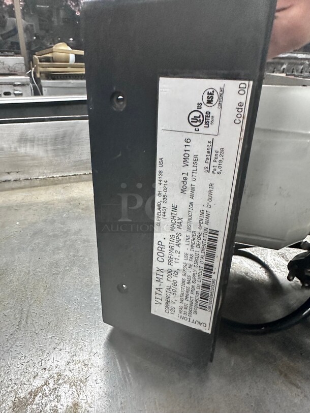 Vitamix Commercial VM0116 Drop in  Commercial Drink Blender NSF 115 Volt Working - Image 7 of 8