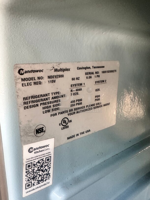 Welbilt Multiplex ND21RS00B Under counter Refrigerator  120V Tested and Working - Image 4 of 8
