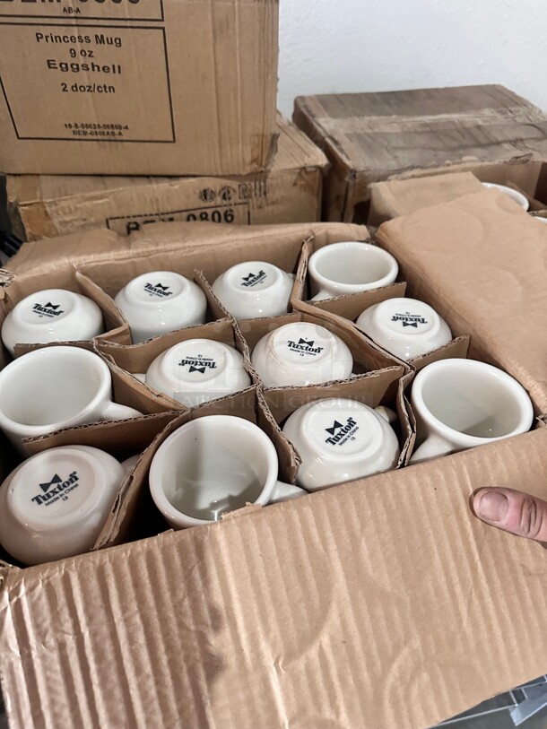 New Tuxton BEM-0806 9 oz. Eggshell Princess China Mug - 24/Case - Image 9 of 10