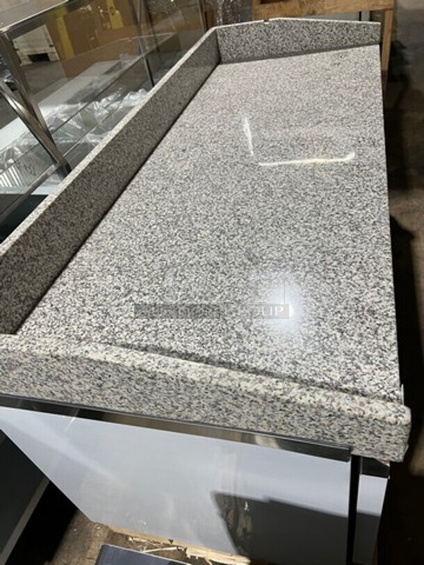 WOW! New Out Of The Box! Scratch-N-Dent! Omcan Refrigerated Marble Top Pizza Prep/Pizza Dough Retarder! With Raised Back & Side Splashes! 115V 1 Phase! Model PTCN0581! On Casters!  - Image 4 of 9