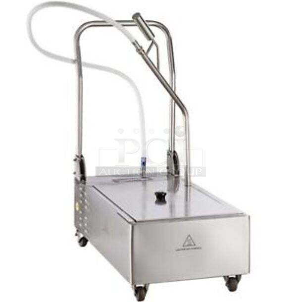 BRAND NEW! Fryclone 259FLTRM50 Stainless Steel Commercial Portable Oil Filtration System for Fryers on Commercial Casters. 120 Volts, 1 Phase. 17x33x36 - Image 1 of 7